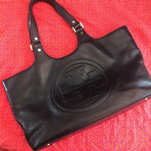 Tory Burch “Bombe” Black Leather Tote